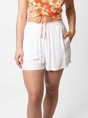 Koy Resort Miami Tie Front Short In White, view 1, click to see full size
