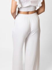 Koy Resort Miami Tie Front Pant In White, view 2, click to see full size