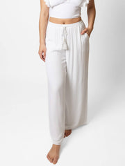 Koy Resort Miami Tie Front Pant In White, view 3, click to see full size