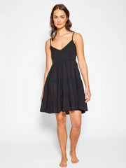 Koy Resort Mini Tier Dress in Black, view 1, click to see full size