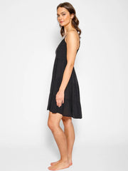 Koy Resort Mini Tier Dress in Black, view 3, click to see full size