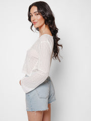 Tofino Long Sleeve Top in White, view 3, click to see full size