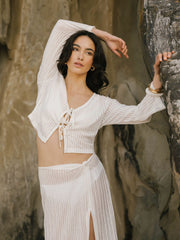 Tofino Long Sleeve Top in White, view 4, click to see full size