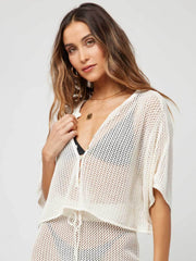 L*Space Coast is Clear Crochet Top in Cream, view 1, click to see full size
