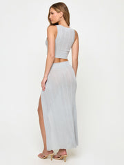 L*Space Heart of Gold Skirt in Metallic Silver, view 2, click to see full size