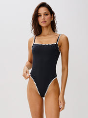 L*Space Nadia One Piece in Black/Cream, view 1, click to see full size