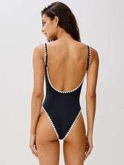 L*Space Nadia One Piece in Black/Cream, view 2, click to see full size