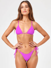 L*Space Pointelle Rib Lennox Bottom in Bright Fuchsia, view 3, click to see full size