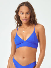 L*Space Pointelle Rib Winnie Top in Royal, view 1, click to see full size