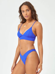 L*Space Pointelle Rib Winnie Top in Royal, view 3, click to see full size