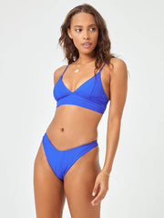 L*Space Pointelle Rib Winnie Top in Royal, view 4, click to see full size