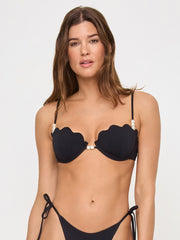 L*Space Sunrise Seashell Top in Black, view 1, click to see full size