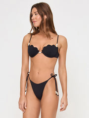 L*Space Sunrise Seashell Top in Black, view 3, click to see full size