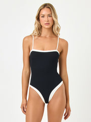 L*Space Tess One Piece in Black/Cream, view 1, click to see full size