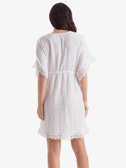 Mimi Flamingo Horizon Tunic in White, view 3, click to see full size