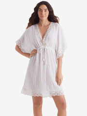 Mimi Flamingo Horizon Tunic in White, view 1, click to see full size