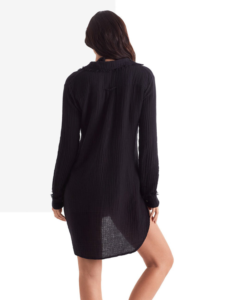 Mimi Flamingo Laguna Fray Shirt in Black