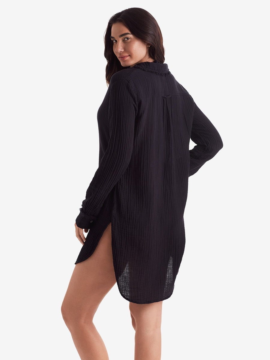 Mimi Flamingo Laguna Fray Shirt in Black