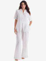 Mimi Flamingo Vista Shirt in White, view 4, click to see full size