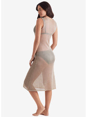 Mimi Flamingo Lagoon Dress in Gold, view 2, click to see full size