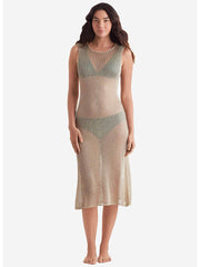 Mimi Flamingo Lagoon Dress in Gold, view 1, click to see full size