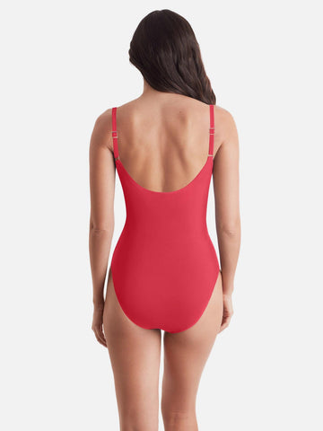 Mimi Flamingo Sonny Surplice One Piece in Hot Coral