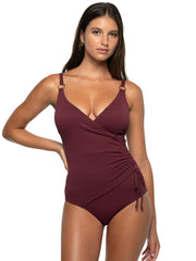 Nip Tuck Saranya Amanda Multifit One Piece in Maroon, view 1, click to see full size