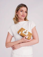 Pia Rossini Lulu Clutch Bag in Gold, view 2, click to see full size