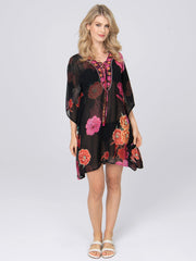 Pia Rossini Milani Kaftan in Black, view 4, click to see full size