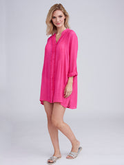 Pia Rossini Reeva Beach Shirt in Fuchsia, view 3, click to see full size