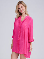 Pia Rossini Reeva Beach Shirt in Fuchsia, view 1, click to see full size