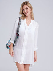 Pia Rossini Reeva Beach Shirt in White, view 1, click to see full size