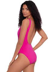 Polo Ralph Lauren Martinique One Piece In Hot Pink, view 3, click to see full size