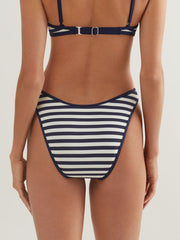 Polo Ralph Lauren Pique Stripe High Leg Scoop Hipster in White/Navy, view 2, click to see full size