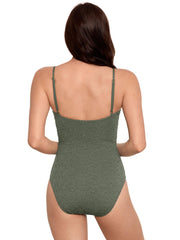 Polo Ralph Lauren Eyelet V Neck One Piece in Olive, view 2, click to see full size