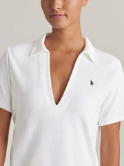 Polo Ralph Lauren Terry Collar Dress in White, view 3, click to see full size