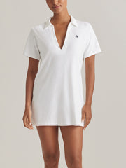 Polo Ralph Lauren Terry Collar Dress in White, view 1, click to see full size