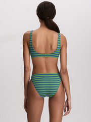 Polo Ralph Lauren Cable Stripe V Neck Hook Back Bra in Colby Blue/Green, view 2, click to see full size