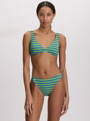 Polo Ralph Lauren Cable Stripe V Neck Hook Back Bra in Colby Blue/Green, view 4, click to see full size
