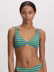 Polo Ralph Lauren Cable Stripe V Neck Hook Back Bra in Colby Blue/Green, view 1, click to see full size
