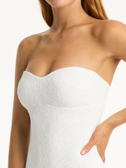 Sea Level Interlace Bandeau One Piece in White, view 5, click to see full size