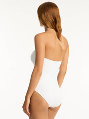 Sea Level Interlace Bandeau One Piece in White, view 2, click to see full size