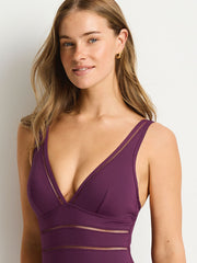 Essentials Spliced One Piece in Claret, view 4, click to see full size
