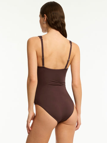 Sea Level Essentials Spliced One Piece in Cocoa