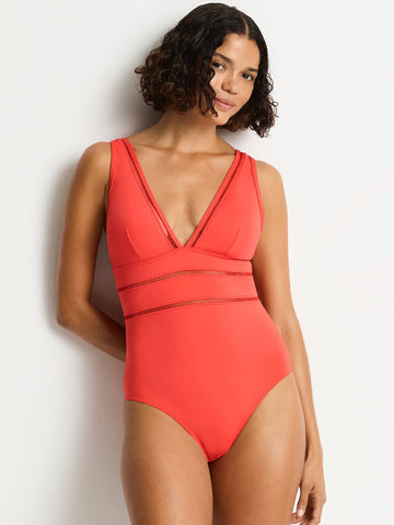 Sea Level Essentials Spliced One Piece In Tango