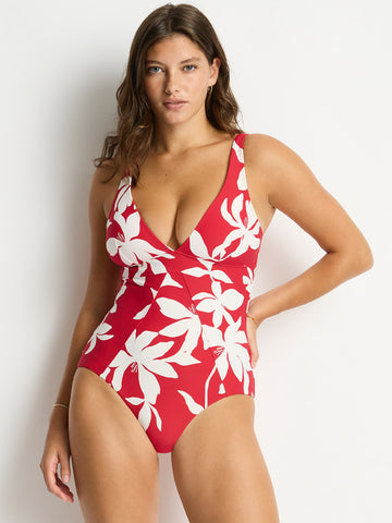 Leilana Scoop Back Panel One Piece in Sangria
