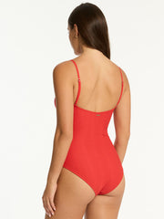Sea Level Scoop Neck One Piece in Spice Red, view 2, click to see full size