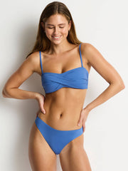 Sea Level Essentials Sporty Mid Pant In Denim Blue, view 4, click to see full size