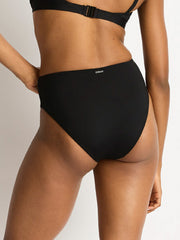 Sea Level Essentials Retro High Waist Bottom in Black, view 2, click to see full size