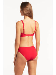 Sea Level Square Neck Bra Top in Red, view 2, click to see full size